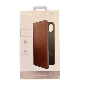 Platinum - Genuine Leather Folio Wallet Case for Apple® iPhone® X